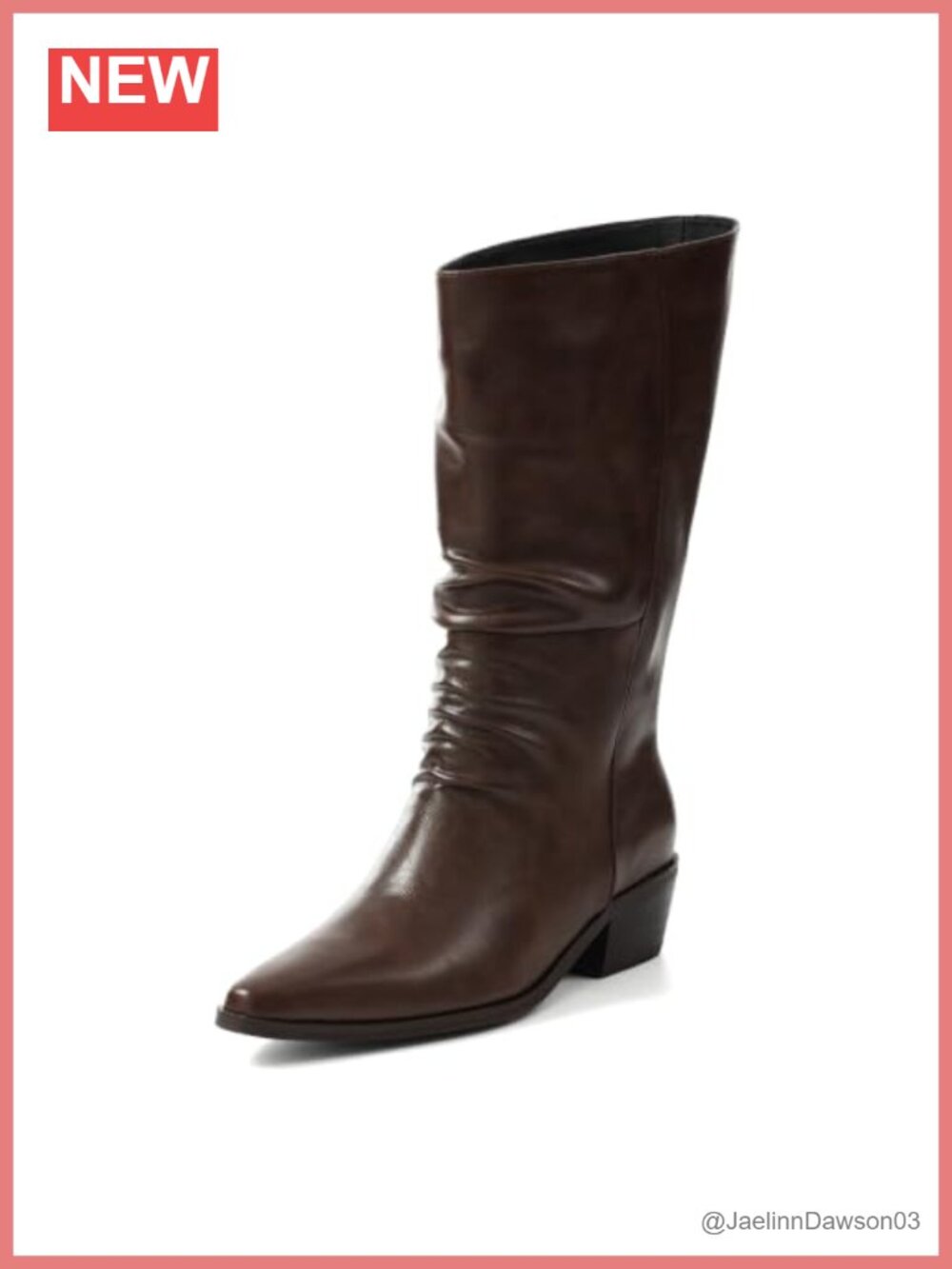 Women's Mid Calf Pull On Boots Square Toe Low Block Heel Faux Leather